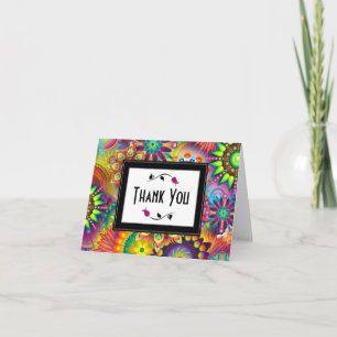 Multicolored Art Deco Flower Shapes Thank You Card