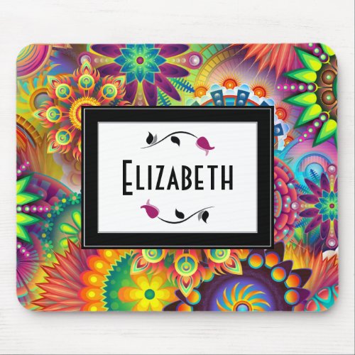 Multicolored Art Deco Pattern Personalized Mouse Pad
