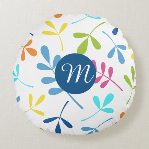 Multicolored Assorted Leaves Design Personalized Round Pillow