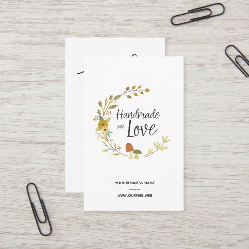 Multicolored Autumn Handmade with Love Quote Business Card