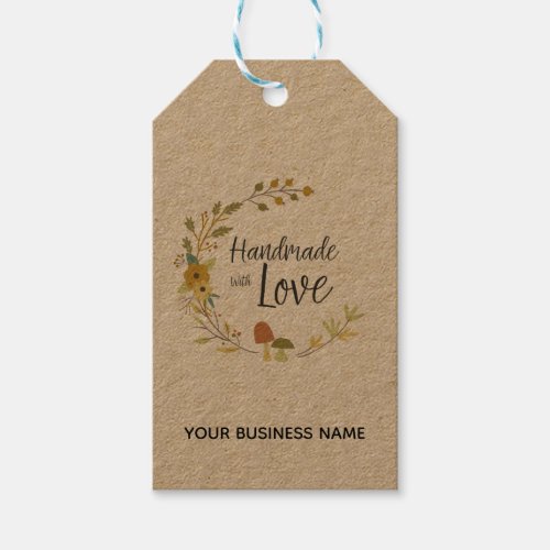 Multicolored Autumn Handmade with Love Quote Gift Tags