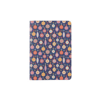 Multicolored balls and snowflakes passport holder