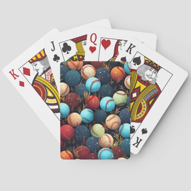 Multicolored Baseballs Poker Cards (Back)