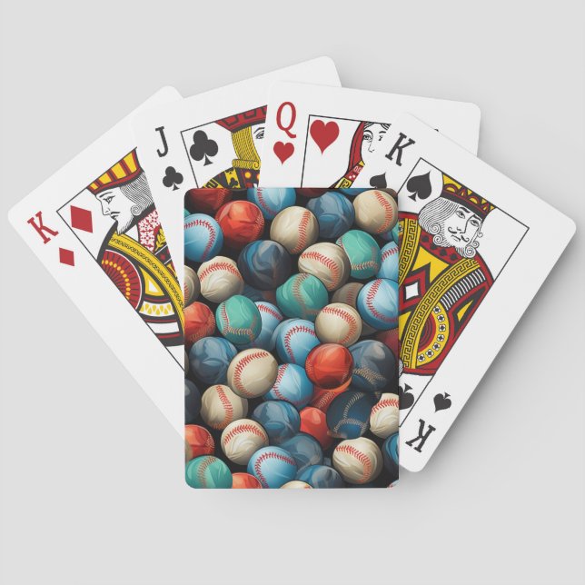 Multicolored Baseballs Poker Cards (Back)