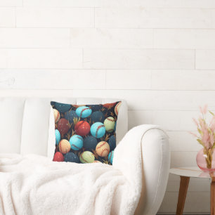 Multicolored Baseballs Throw Pillow