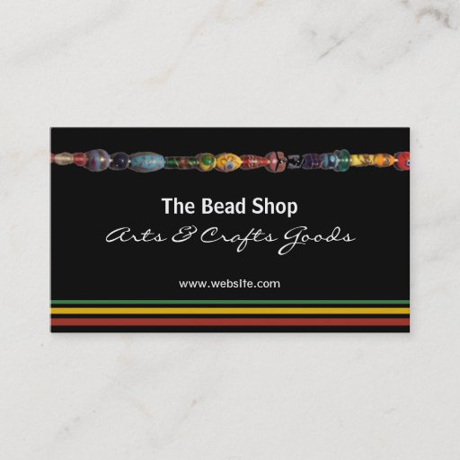 Customizable Multicolored Beads Bead Shop Business Card