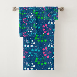 Multicolored berry simple pattern retro sixties bath towel set