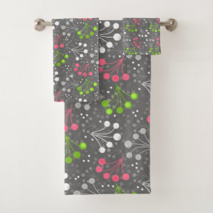 Multicolored berry simple pattern retro sixties bath towel set