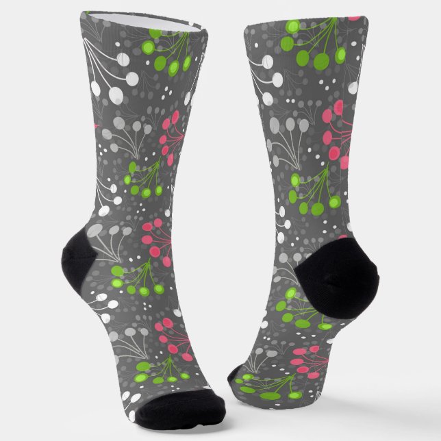 Multicolored berry simple pattern retro sixties socks (Angled)