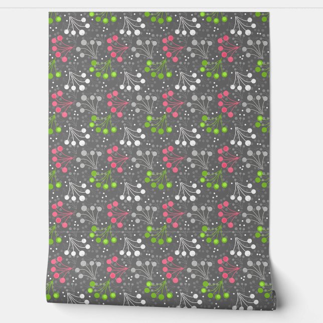 Multicolored berry simple pattern retro sixties wallpaper  (Unrolling)