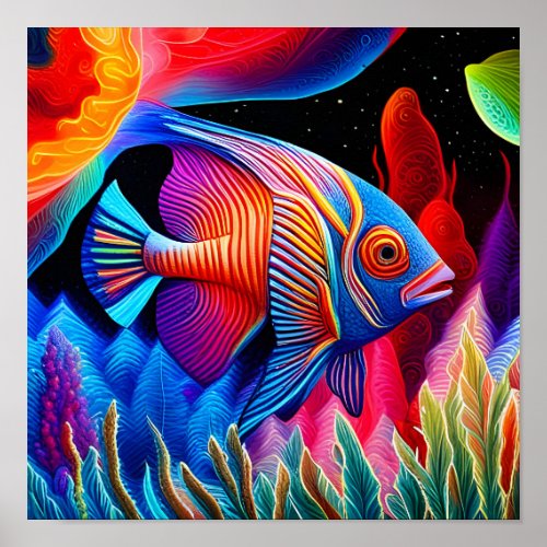 Multicolored Blue Faced tropical fish Poster