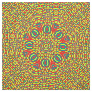 Multicolored Blue Yellow Red Print Circle Pattern Fabric