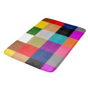 Multicolored Bold Color Blocks Design Bath Mat