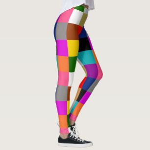 Multicolored Bold Color Blocks Design Leggings
