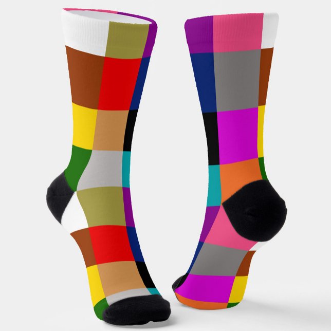 Multicolored Bold Color Blocks Design  Socks (Creator Uploaded)