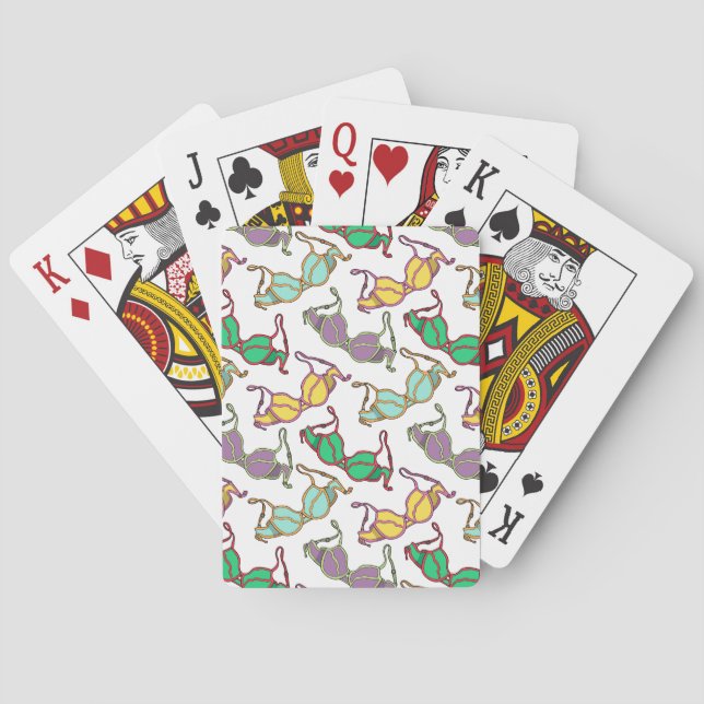 Multicolored Bra Pattern Poker Cards (Back)
