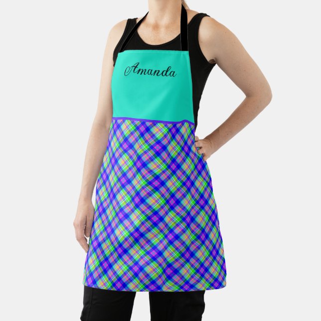 Multicolored bright neon with a checkered pattern apron (Insitu)