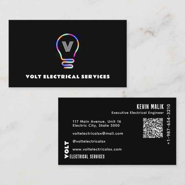 Multicolored Bulb Shape Lighting Business Card (Front/Back)