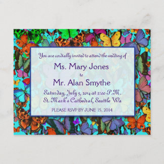 Multicolored Butterflies Invitations Rectangular