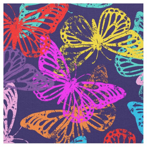 Multicolored Butterflies Pattern Fabric