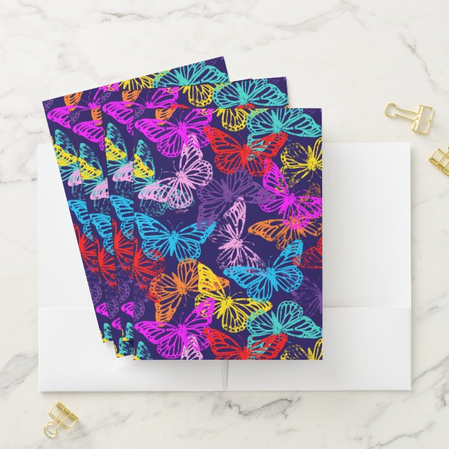 Multicolored Butterflies Pattern Pocket Folder (In Situ)