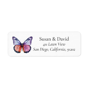Multicolored Butterfly Address Label
