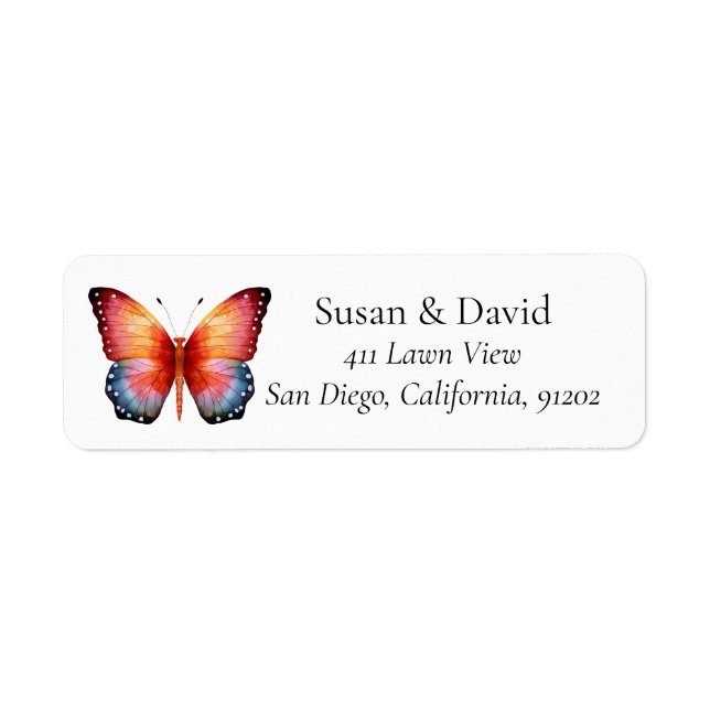 Multicolored Butterfly Address Label (Front)