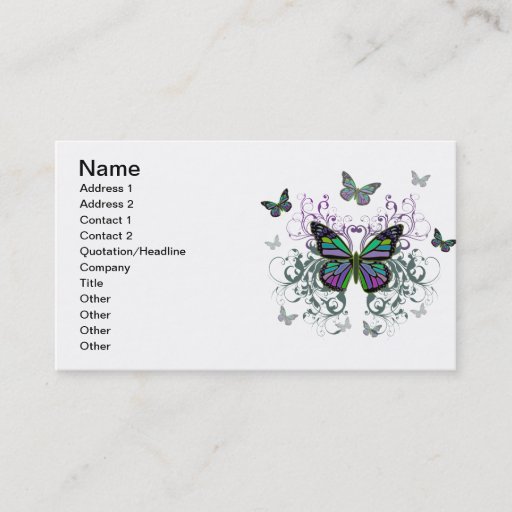 Customizable Multicolored Butterfly Business Cards