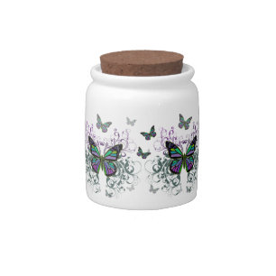 Multicolored Butterfly Candy Jar