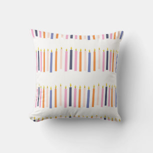 Multicolored Candle Rows Throw Pillow