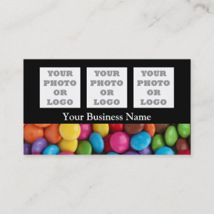 Multicolored candy or sweet pattern on black business card