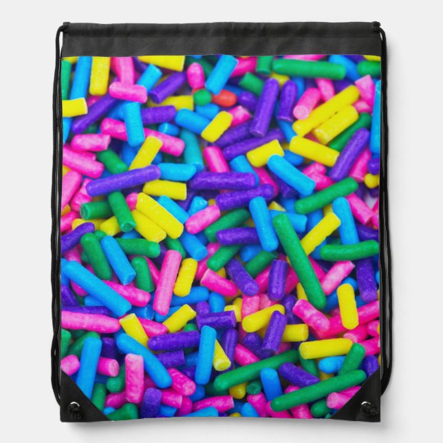 Multicolored Candy Sprinkles Drawstring Bag (Front)