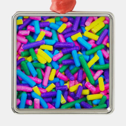 Multicolored Candy Sprinkles Metal Ornament