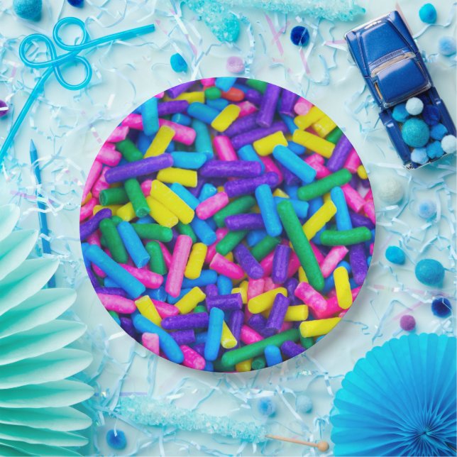 Multicolored Candy Sprinkles Paper Plates (Party)