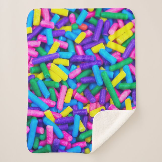 Multicolored Candy Sprinkles Sherpa Blanket (Front)