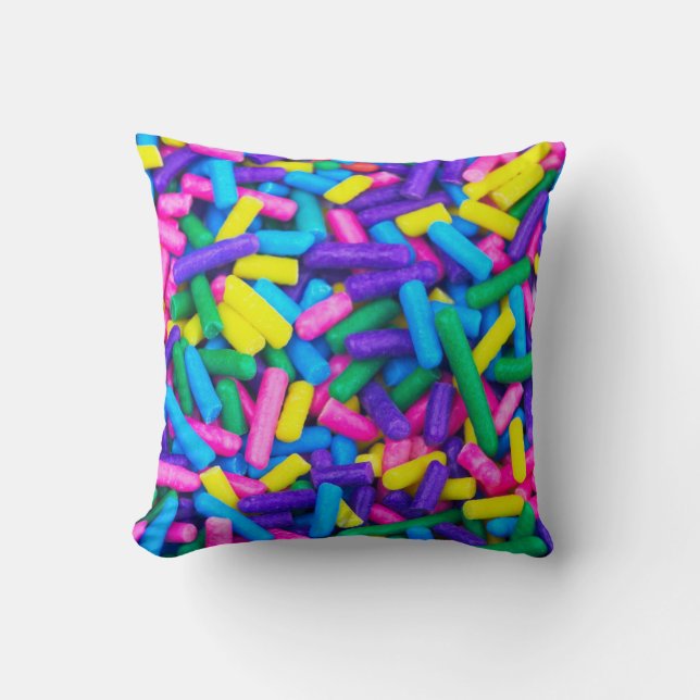 Multicolored Candy Sprinkles Throw Pillow (Front)