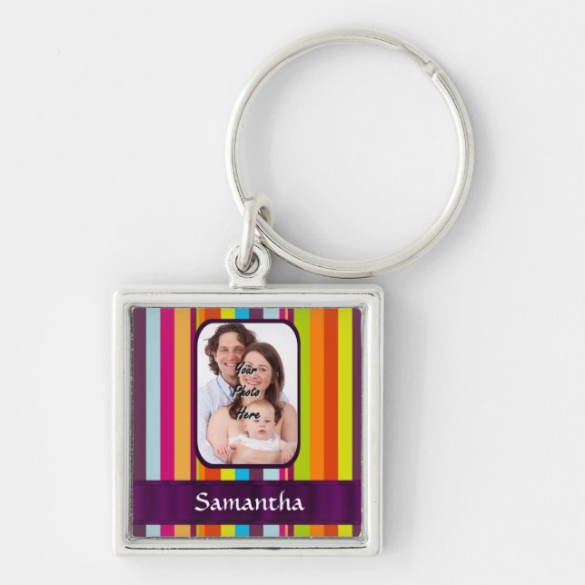 Multicolored candy stripe keychain (Front)