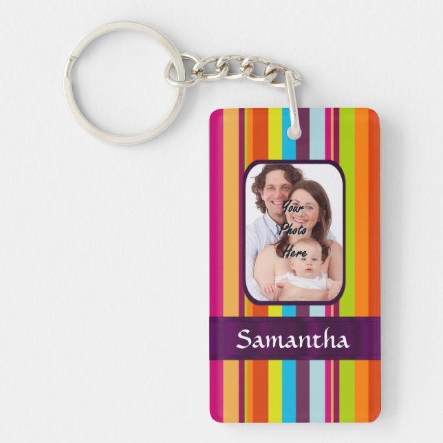 Multicolored candy stripe keychain (Front)