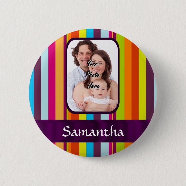 Multicolored candy stripe pinback button (Front)