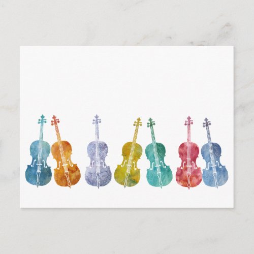 Multicolored Cellos Postcard