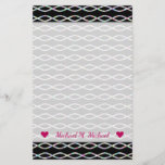 [ Thumbnail: Multicolored Chain-Like Pattern (Black Background) Stationery ]