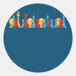 Multicolored Chess Pieces Thinking Smart Gift Classic Round Sticker