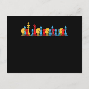 Multicolored Chess Pieces Thinking Smart Gift Invitation Postcard