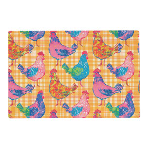 Multicolored Chickens Placemat