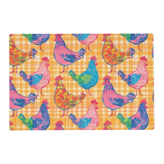 Multicolored Chickens Placemat (Front)