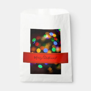 Multicolored Christmas lights. Add text or name. Favor Bag