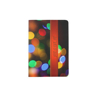 Multicolored Christmas Lights. Add Text or Name. Passport Holder