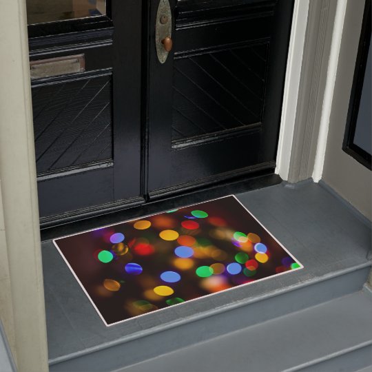 Multicolored Christmas lights. Doormat