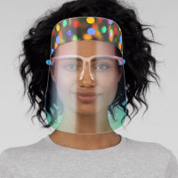 Multicolored Christmas lights. Face Shield