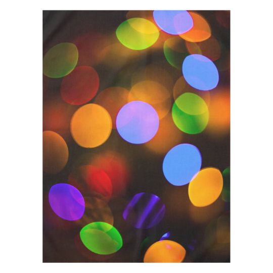 Multicolored Christmas lights. Tablecloth